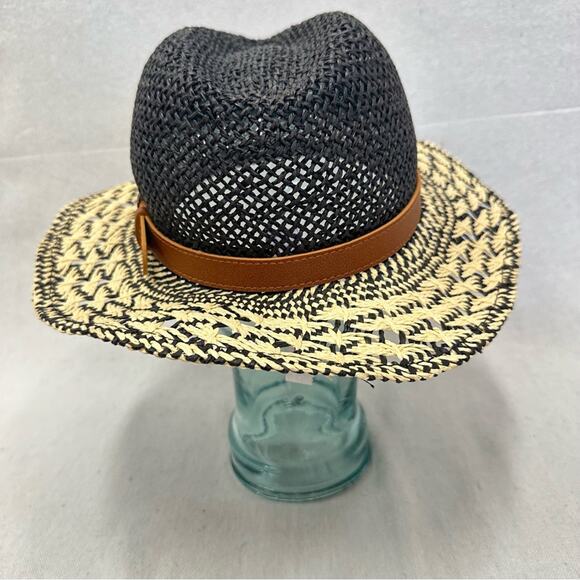 Aldo Nectarios black and natural straw fedora hat size small/medium new with tag main image 8